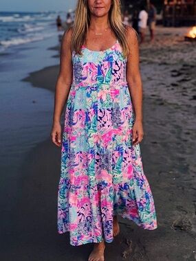 NWT Lilly Pulitzer Loro Maxi Dress Patch to Match Size M Fits Large HTF